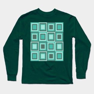 Sixties and seventies geometric pattern in green tones Long Sleeve T-Shirt